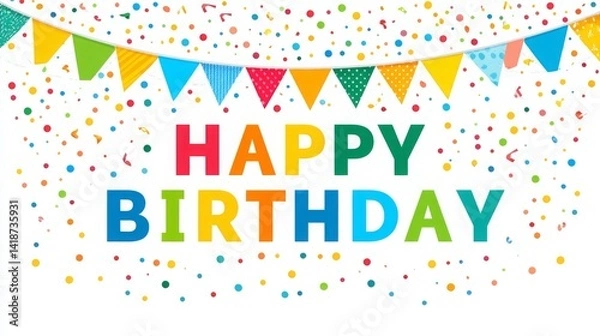 Obraz Bright and Colorful Happy Birthday Celebration with Party Decorations