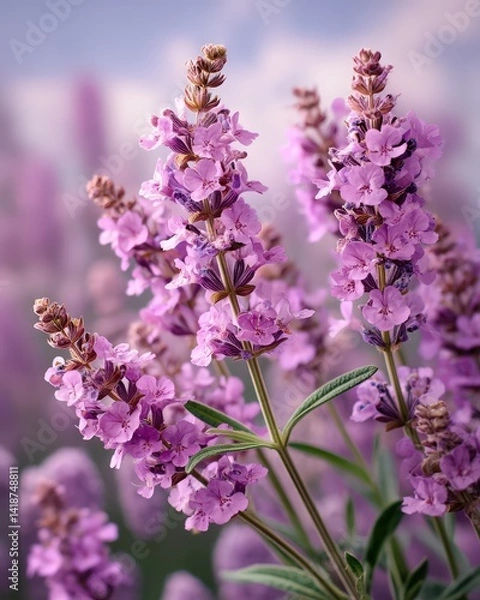 Obraz Dreamy lavender flowers bloom in soft focus pastel hues with transparent background bokeh creating a beautiful ethereal floral photograph.