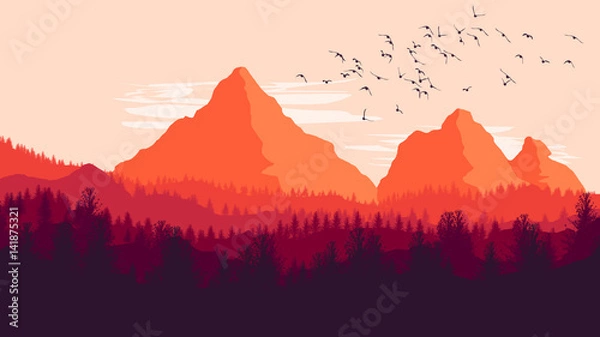 Obraz Mountain Landscape Illustration