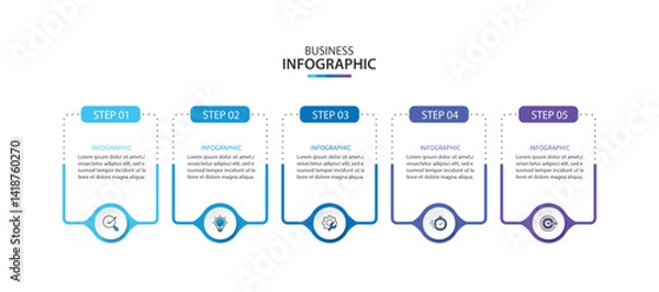 Fototapeta Vector Infographic template five option process or step for business