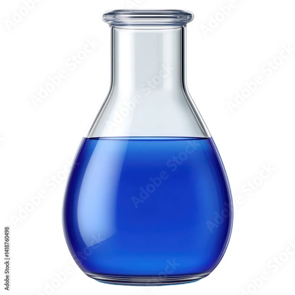 Fototapeta Laboratory Flask with Blue Liquid for Science Experiments and Research, isolated on transparent background.