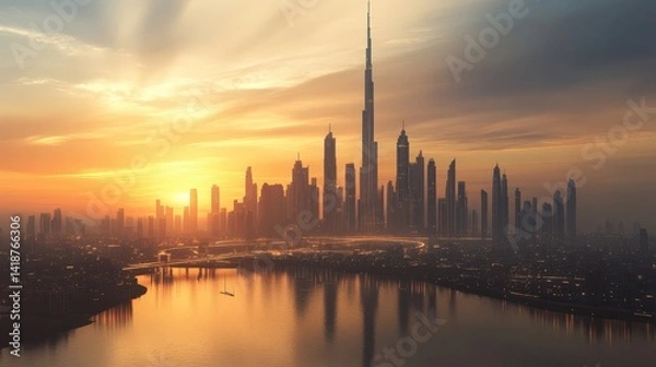 Fototapeta Dubai with a blend of ultra-modern skyscrapers and advanced AI-powered infrastructure.