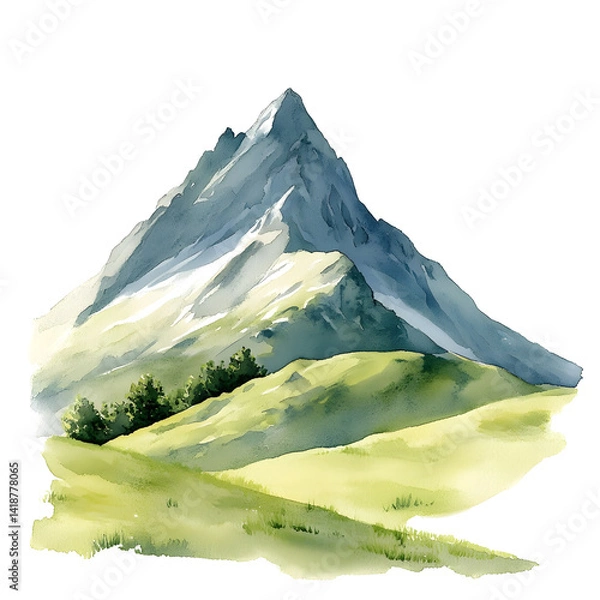 Obraz Majestic mountain peak in a watercolor landscape