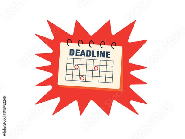 Fototapeta Calendar with a marked deadline, symbolizing time management, urgency, and task planning