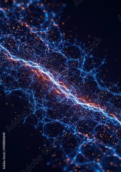 Fototapeta Abstract Digital Network Connection with Glowing Particles