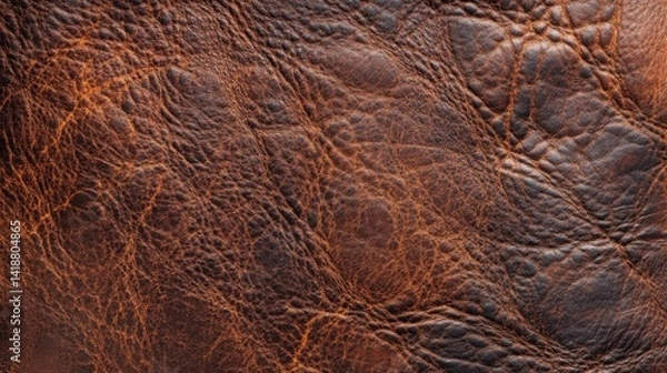 Fototapeta Detailed Close-Up of Rich Brown Leather Texture: A Rustic and Luxurious Background