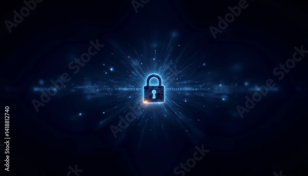 Fototapeta Secure digital lock with glowing effects