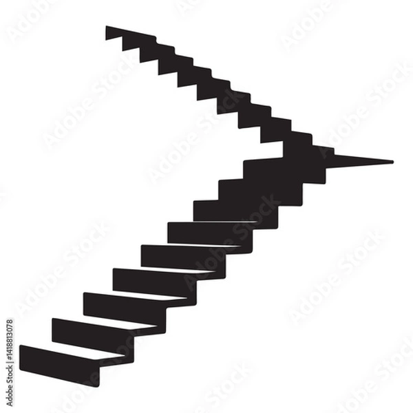 Fototapeta Ascending Vector Black silhouettes stair, minimalistic illustration, minimalist design of stairs. with white background