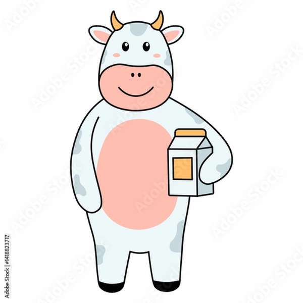 Fototapeta Cute Cow Illustration in Cartoon Design. Vector Character.