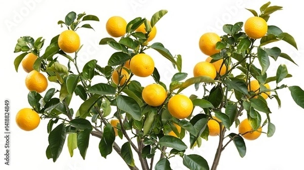 Obraz Ripe Oranges on Branch with White Background.