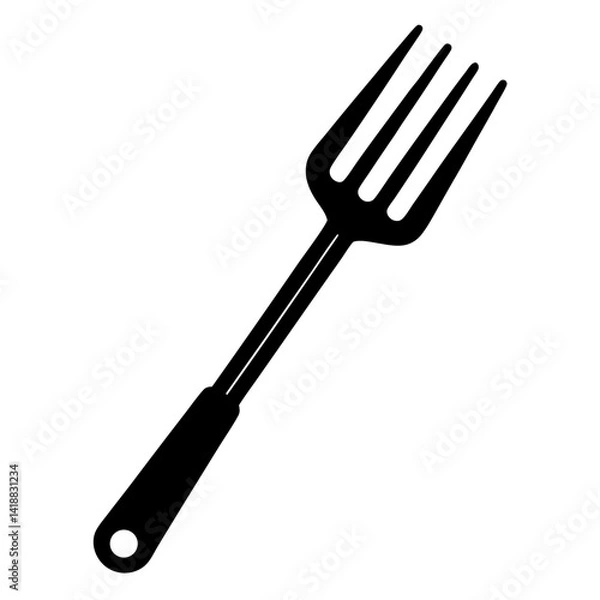 Fototapeta grill fork line art vector illustration with white background