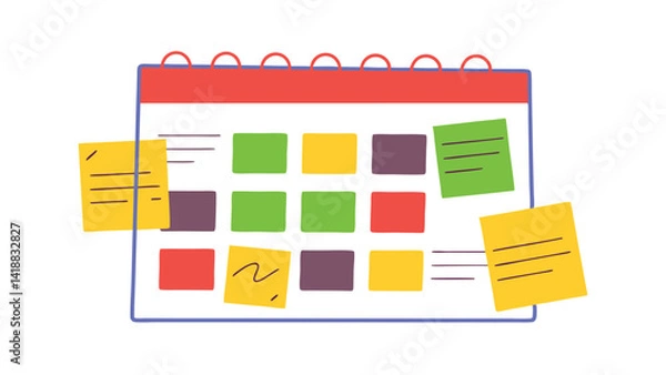Fototapeta marketing calendar and sticky notes on white background