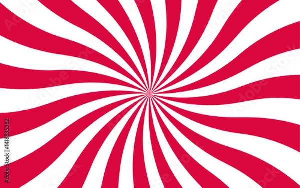 Fototapeta Abstract vibrant optical illusion pattern and radial orange with white stripes. Summer sunny and radial sunrise or sunset light retro design. Magic Sun beam ray pattern. Classic sun rays swirl. 