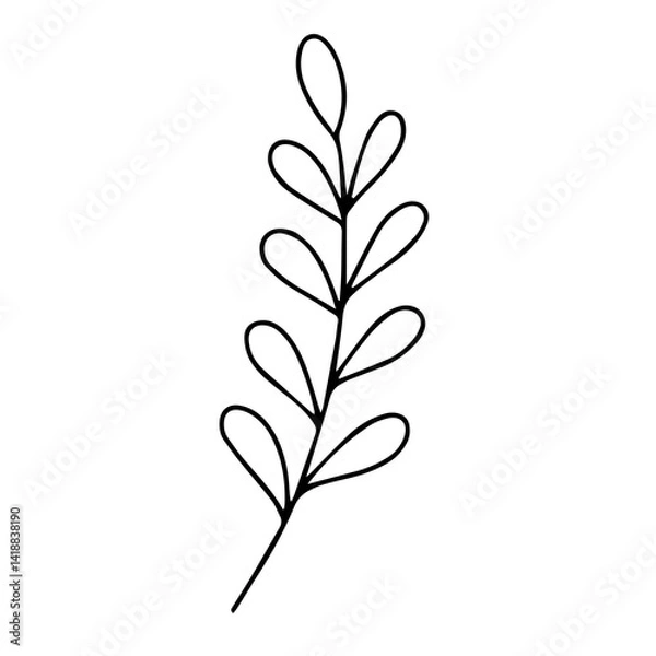 Fototapeta Dried Wildflower Line Art Set – Minimal Botanical Hand-Drawn Elements
