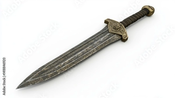Fototapeta A beautifully designed sword with intricate details and a vintage feel. This weapon evokes a sense of history and craftsmanship. Perfect for collectors and enthusiasts. Generative AI