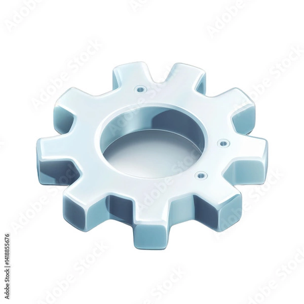 Fototapeta A sleek, modern gear icon representing technology and engineering, set against a minimalist background, ideal for digital design and innovation themes , isolated on white or transparent png