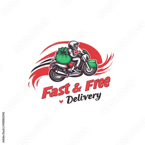 Fototapeta Vector icon of fast delivery, with text FAST DELIVERY, on a transparent background