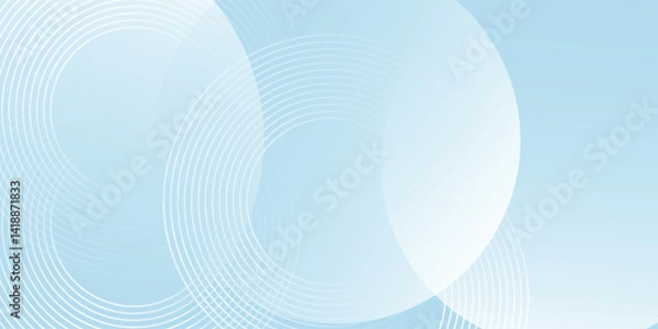 Fototapeta Abstract minimalist banner background, pastel colorful, blue and white gradations. Circle effect style geometric vector illustration eps10
