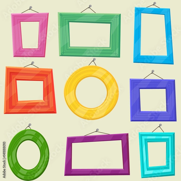 Fototapeta Set of cartoon vector picture frames