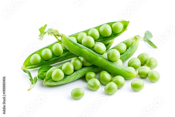 Obraz green fresh peas on white table