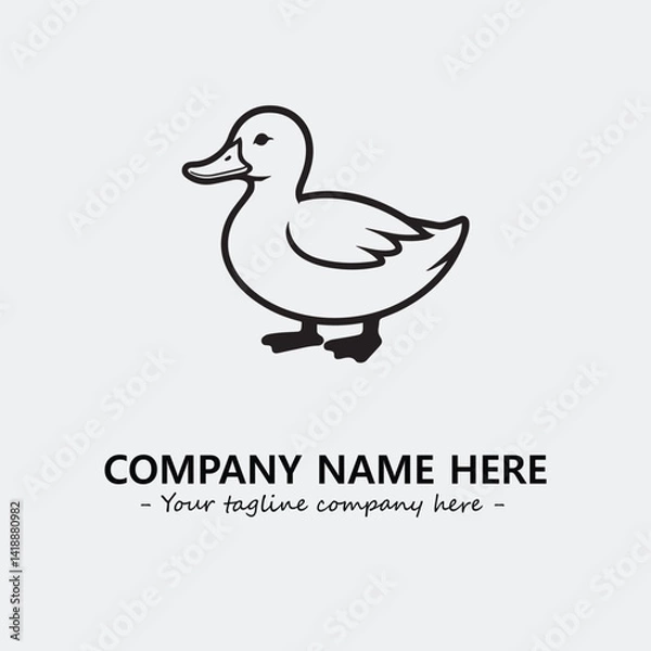 Obraz Duck illustration black and white for logo company vector image