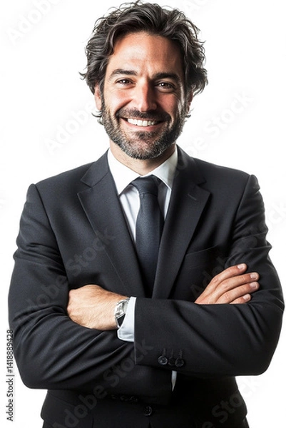 Obraz Close-up of a smiling business man, a handsome business tough guy