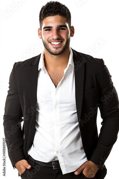 Obraz Close-up of a smiling business man, a handsome business tough guy