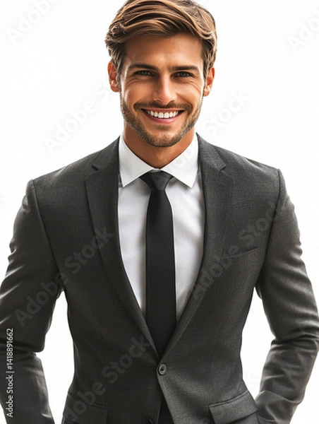 Obraz Close-up of a smiling business man, a handsome business tough guy