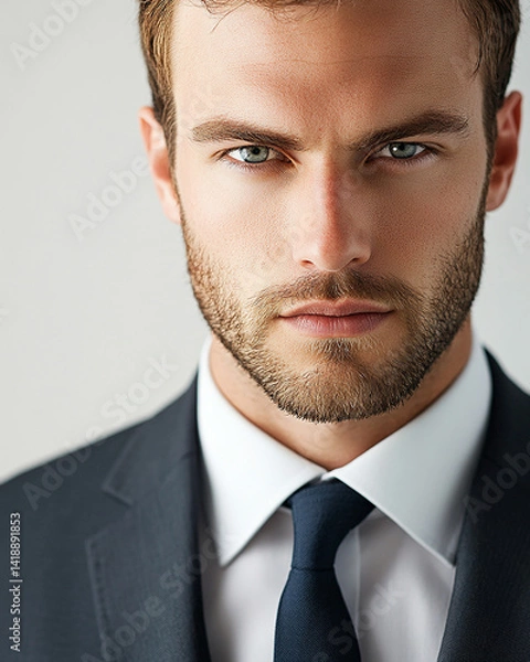 Obraz Close-up of a smiling business man, a handsome business tough guy