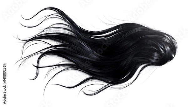 Obraz Illustration of black flowing hair isolated on a transparent background