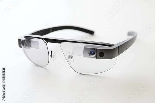 Fototapeta Smart glasses with a built-in camera for augmented reality experiences.