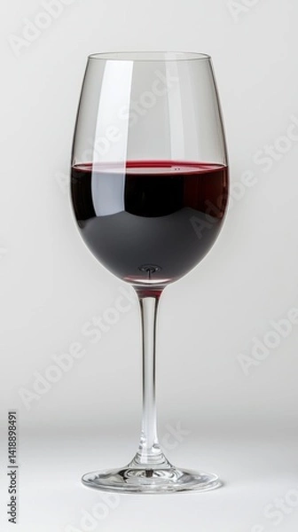 Fototapeta Elegant Red Wine Glass Filled on Neutral Background Close Up for Stock Imagery