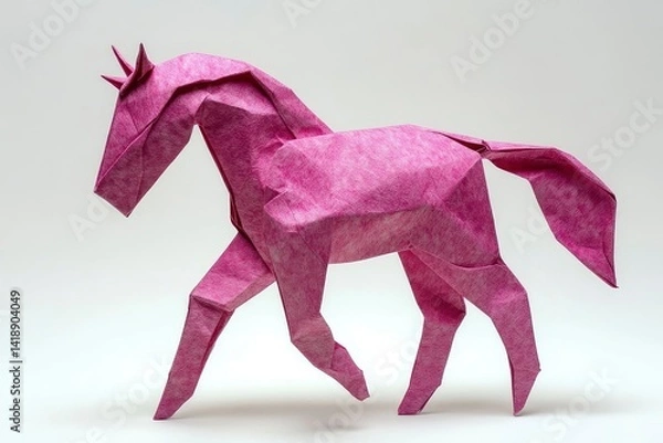 Obraz Origami-style horses of various elegant breeds — Arabian, Friesian, Andalusian — crafted from colorful paper. Each with distinct posture and flow