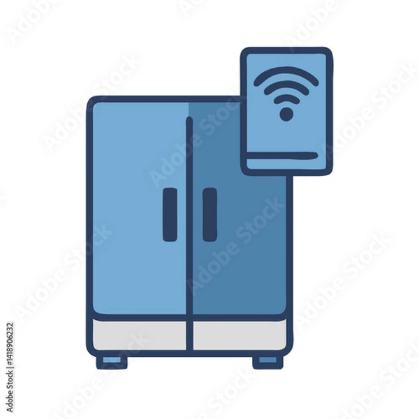 Fototapeta Smart wardrobe icon, wardrobe with wireless, vector illustration