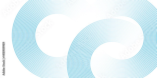 Fototapeta bstract blue circle lines on white background. Geometric stripe line art design. Modern gradient lines pattern. Futuristic technology concept vector eps10