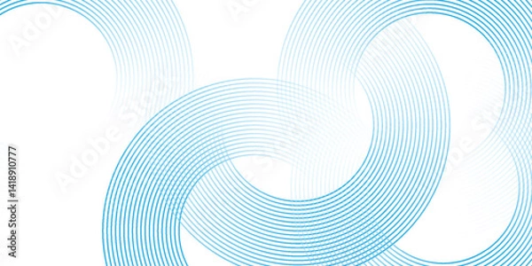 Fototapeta bstract blue circle lines on white background. Geometric stripe line art design. Modern gradient lines pattern. Futuristic technology concept vector eps10