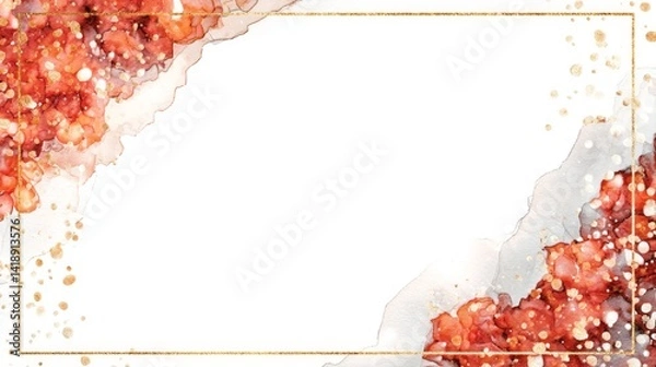 Fototapeta Elegant Simple 3D Watercolor Border with Luminous Particles