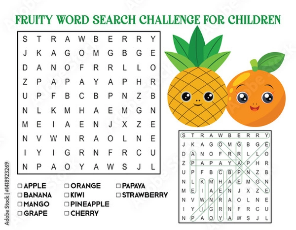 Obraz Fruity Word Search Challenge for Children