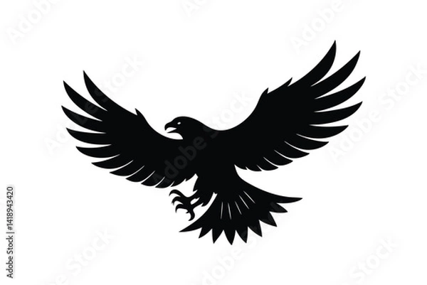 Fototapeta Silhouette art illustration of an eagle in mid-flight with wings fully extended.eps