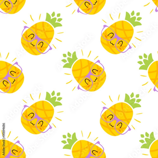 Obraz vector cartoon fruits in glasses set