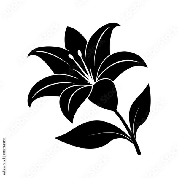 Fototapeta Easter-lily-vector-silhouette illustration