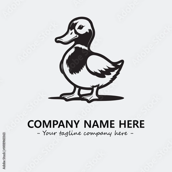 Obraz Duck illustration black and white for logo company vector image