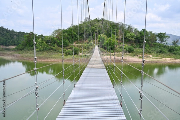 Obraz Suspension bridge over the river