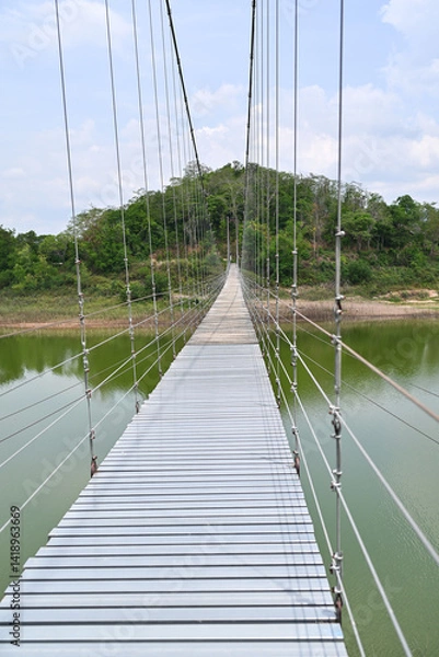 Obraz Suspension bridge over the river