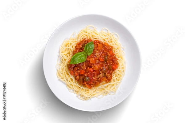 Obraz Spaghetti on isolated white background