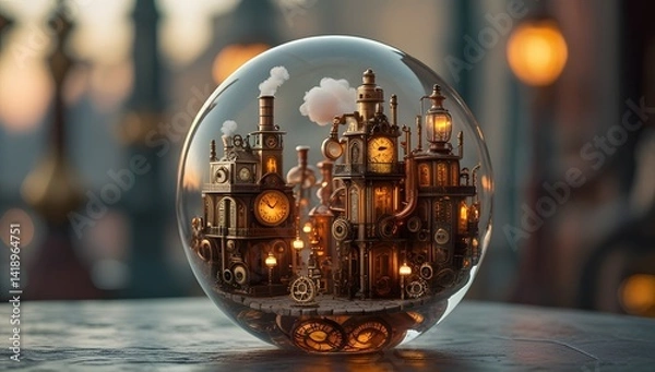 Obraz A City Enclosed in a Sphere