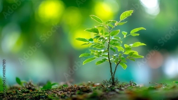 Obraz Background of nature with green tree growing up for environment concept.