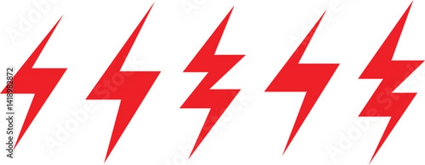 Fototapeta simple lightning red bolt icon set creative illustration electric thunder and bolt flash icon set red silhouette lightning bolt flash symbols