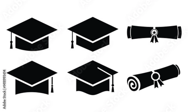 Obraz Graduation hat and diploma icon vector template