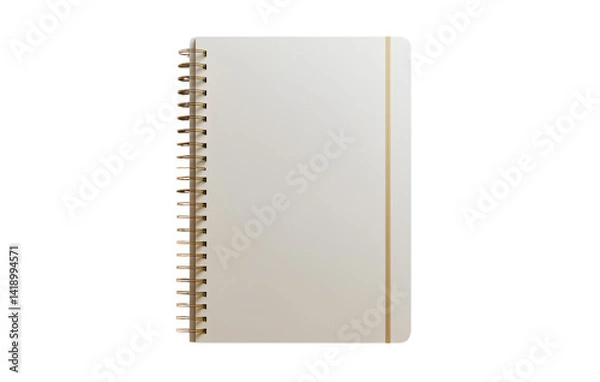 Fototapeta A realistic notebook mockup, in a beige  color, against a transparent background